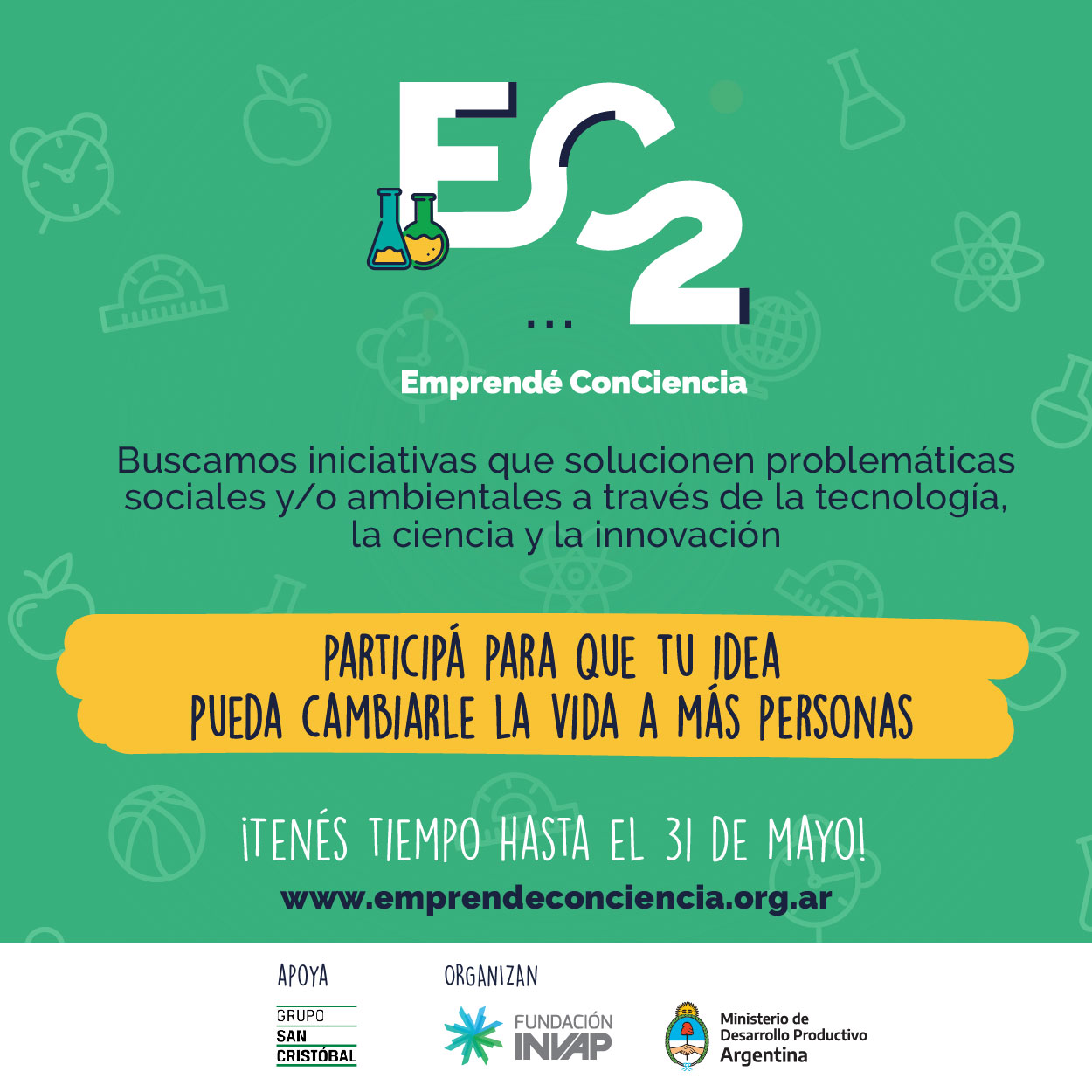 Flyer Programa Emprendé ConCiencia: Participá para que tu idea pueda cambiarle la vida a más personas